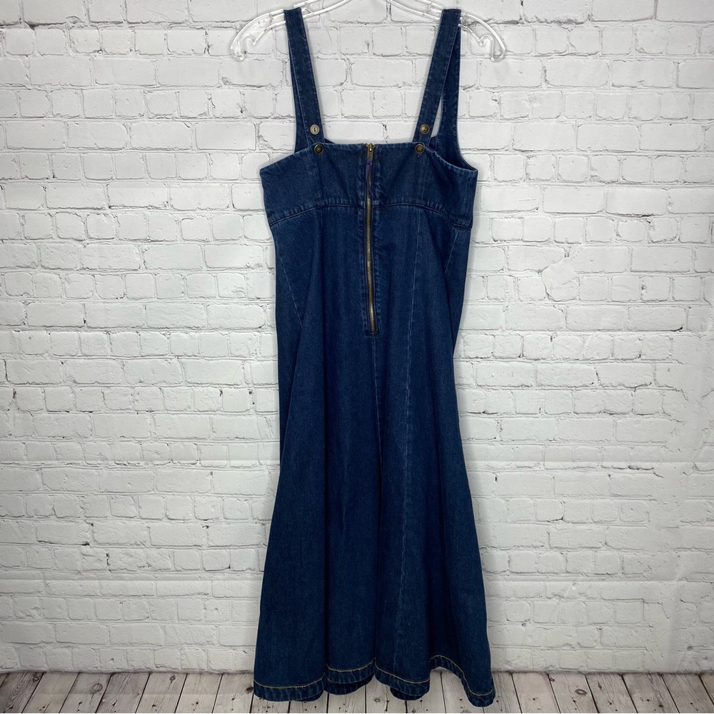 Anthropologie Dark Indigo Blue Denim Midi Dress - Picture 11 of 12